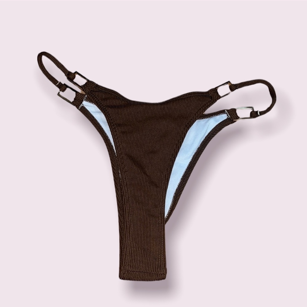 Solid Bikini Bottom with Gold Buckles